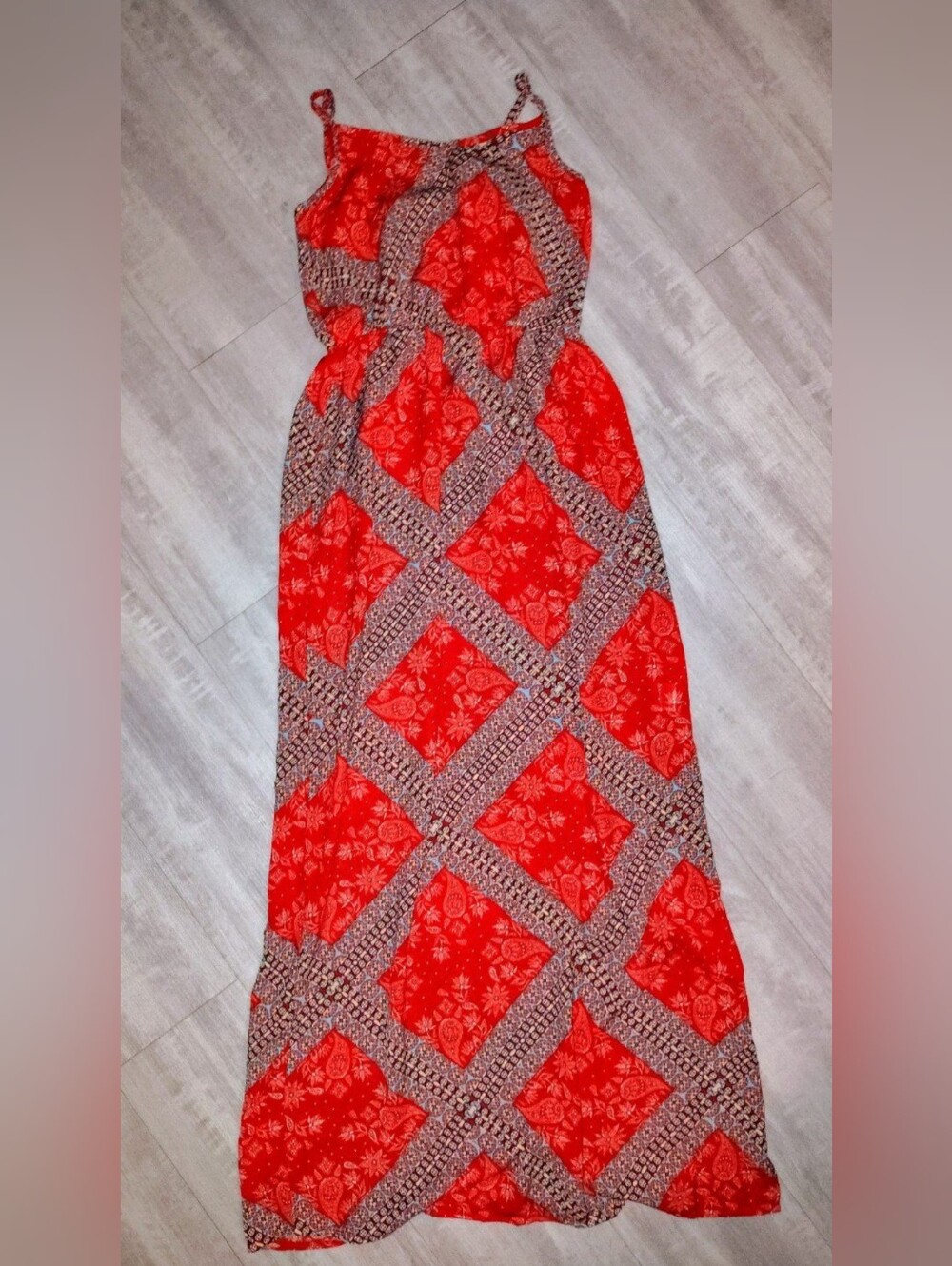 Women's Red Paisley Maxi Dress